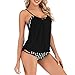 Produktbild QingJiu Damen Übergröße drucken Tankini Schwimmanzug Badeanzug Beachwear Gepolsterte Badebekleidung Plus Size Print Top Slip (XXXXX-Large, Schwarz)