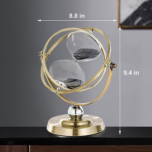 Hourglass Sand Timer, Hourglass Timer 60 Minutes, Large Metal 720° Rotating Hourglass, Brass Sand Clock 60 Min with Black Sand, Reloj De Arena 1 Hora, Gold 1 Hour Sandglass for Office Desk Home Gifts - Thumbnail 5