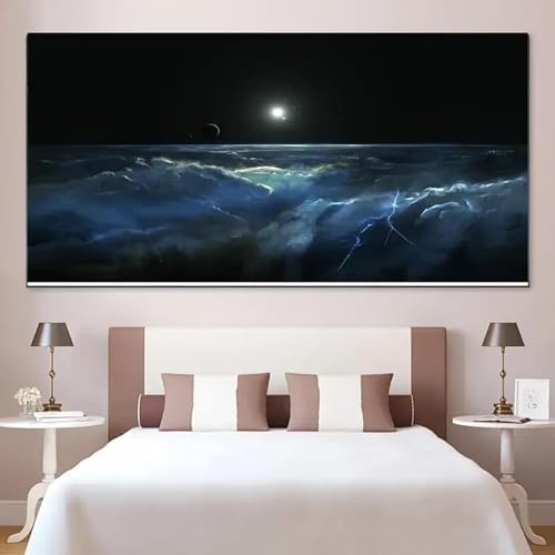 Peinture de paysage d univers pour decoration murale de bar et salon