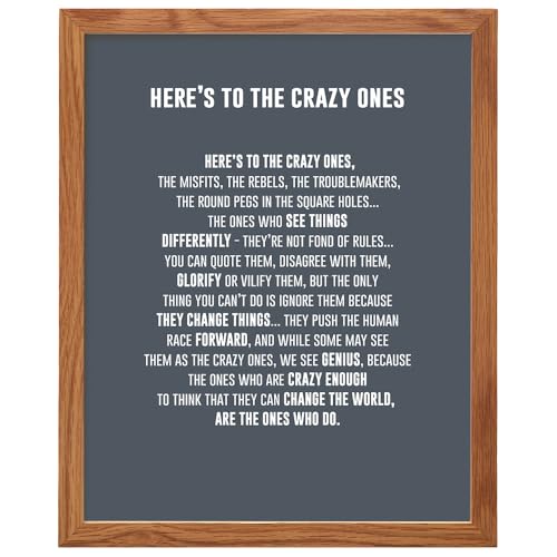 Heres to the Crazy Ones Entrepreneurial Motivational Quote -8x10 Art