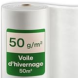 Praknu Voile d’Hivernage en Rouleau pour Plantes Extérieures Contre Le Gel 50g/m² – 50m × 1m – Résistant à la Déchirure & Respirant – Protection UV