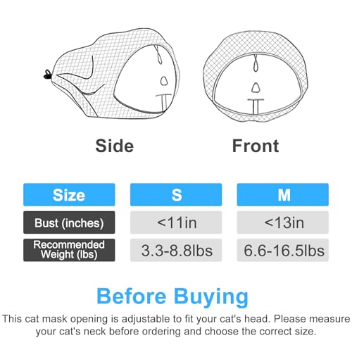 CIATBYYJ Adjustable Cat Muzzle for Grooming, Breathable Cat Pet Head Cover, Transparent Anti-Bite Cats Mask Helmet for Nail Trimming Bathing Vet Visits(M) - Thumbnail 3