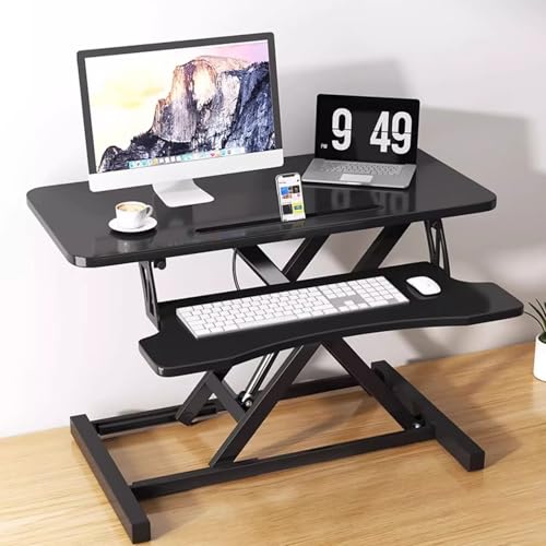 Biurko do pracy na stojąco z regulacją wysokości, ergonomiczne, stojące, z tacą na klawiaturę, stacja robocza na laptopa, do domowego biura
