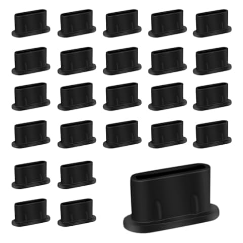 50 Pack Type C Anti Dust Plugs USB C Dust Cover Silicone USB C Dust Plug Type-C Charging Port Protector Compatible with iPhone 15 Samsung Galaxy S20 S21 S22 S23 Pixel MacBook USB C Cover Cap (Black) Cover