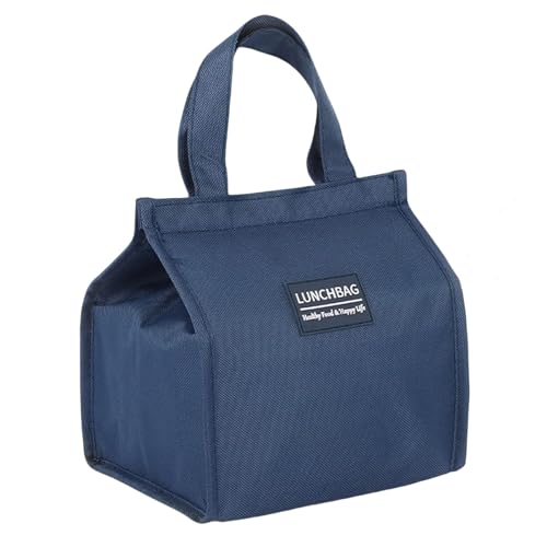 QGH 1 Navy Blue Small Lunch Bag, Insulated Lunch Bag for Women Men Kids, Reusable Leakproof Thermal Lunch Box Container for Office Work School Beach Travel Picnic