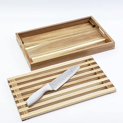 Wooden Cutting Board Catcher Crumb Tray Bread Slicer For Homemade Bread Serving Tray For Kitchen Wood Bread Cutting Board With Crumble Holder #TOP7