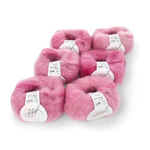 ggh Kidseda Box - 6 Balls - Mohair Wool with Silk for Knitting - Colour 209 - Rosamelated, 209 - Rosamelized