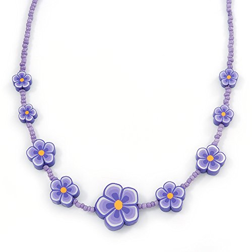 Collar infantil floral morado con cadena extensible de 36 cm a 42 cm 3