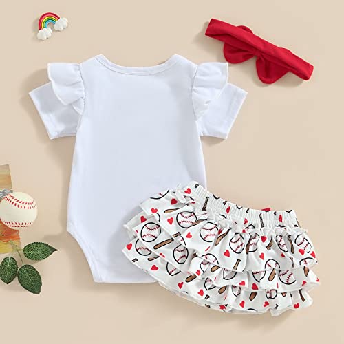 Newborn Baby Girl Baseball Clothes Little Sister Biggest Fan Romper Short Sleeve Top Shorts Set Headband 3Pcs Outfit3