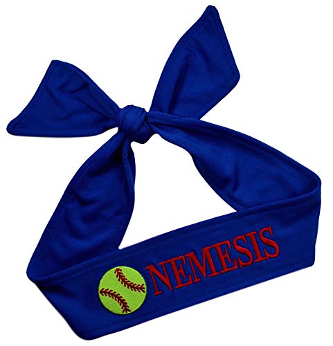 Funny Girl Designs Softball TIE Back Headband Personalized with The Embroidered Name of