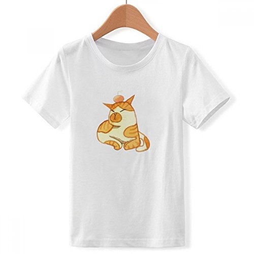 T-shirt chat orange aquarelle pour garçon en taille XXXL blanc multicolore