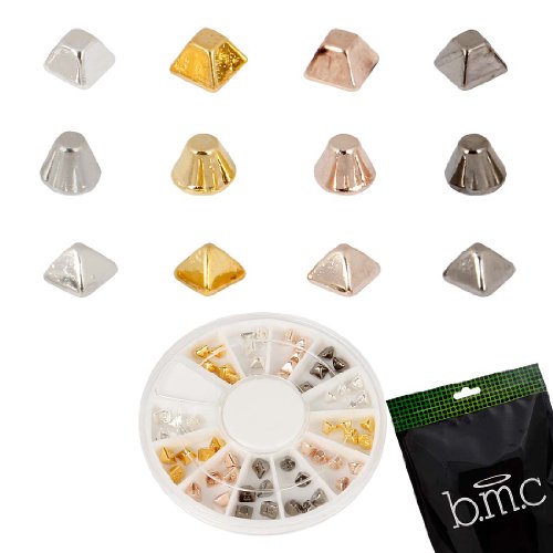BMC 60pc 12 Design Metal Ornate Shaped Nail Polish Art Decorations - Set 2 Gold Silver Gunmetal+Copper Color Studs