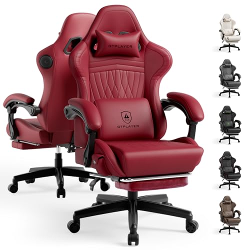 Image of GTPLAYER ACE-PRO Music Gaming Chairs - Built-in Speakers, App Support & Bluetooth Control, Footrest & Pocket, Gamer Chair for Adults, Wine Red