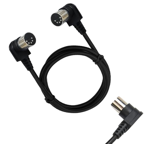 Double 90 Degree Right Angled MIDI Cable DIN Plug Socket Extension Cord Wire Male Din-5pin Double 90 Degree MIDI 5pin Cable for TV Surveillance Camera, Electronic Pianos (1M)