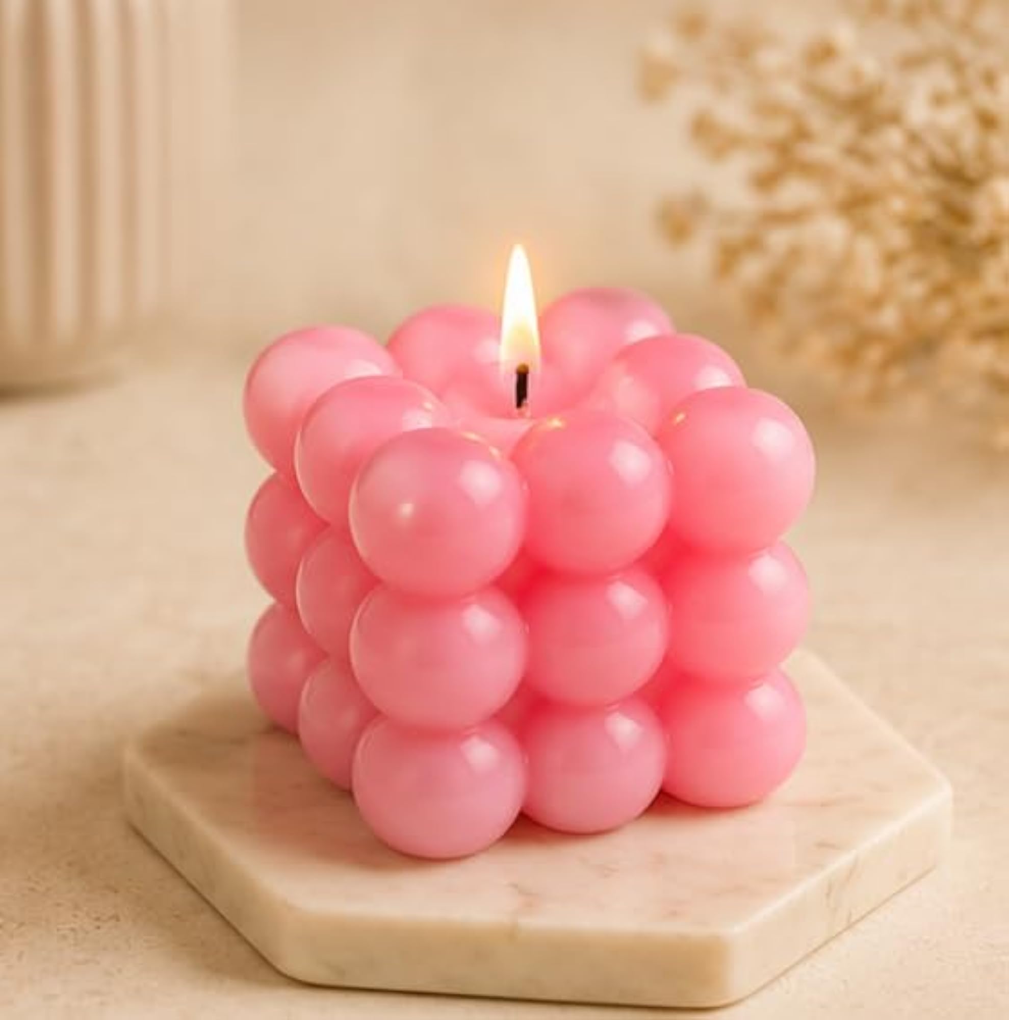 Handcrafted Bubble Cube Candles, Pack of 2