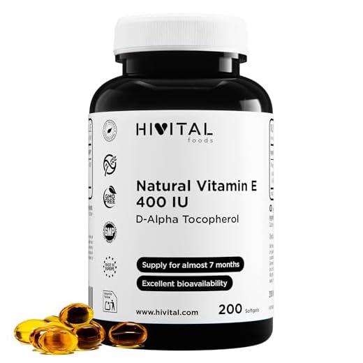 Vitamina E natural 400 UI (D-Alfa Tocoferol) | 200 cápsulas blandas (suministro para más de 6 meses) | Antioxidantes que protegen las células del daño.
