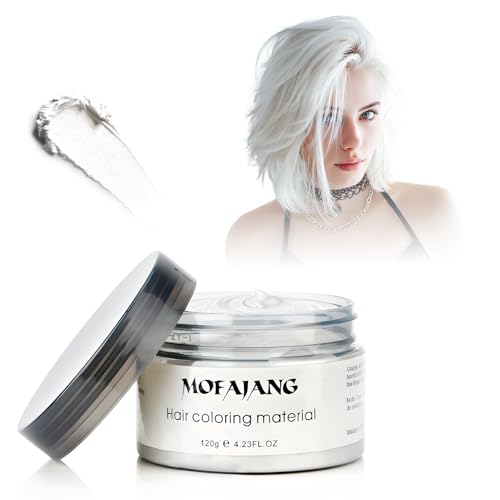 White Temporary Hair Color Wax - SOVONCARE Washable Gray Hair Dye for Men & Women, All-Day Hold Disposable Hair Styling Clays for Party, Cosplay & Daily 4.23 oz