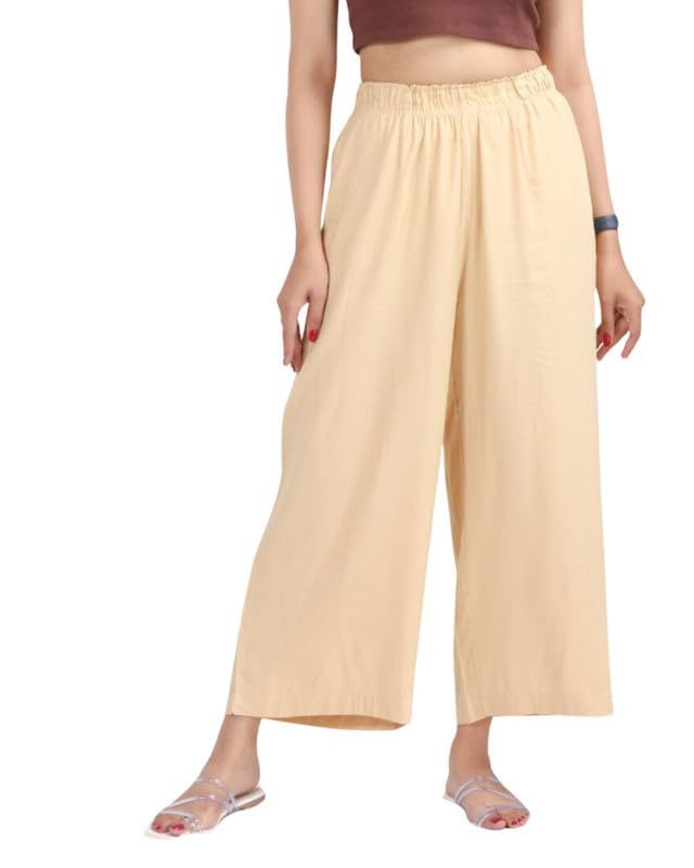 Image of Mlada Rayon Palazzo Pants for Women | Palazzo Pant for Women | Palazzo for Office Wear | Mid Rise Palazzo Pants | Regular Fit Palazzo Pants for Women | Relaxed Palazzo Pants | Solid Palazzo Pants