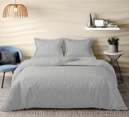 Image of 300 TC Premium Glace Cotton Solid Emboss Bedsheet for Double Bed with 2 Pillow Covers for Home (90 inch x 100 inch or 229 cm x 254 cm) (Rose-Light-Grey, Double- 90 x 100 Inches)