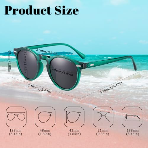 4 Pack Retro Round Polarized Sunglasses Vintage Style UV Protection Vintage Unisex Sunglasses for Women Men3
