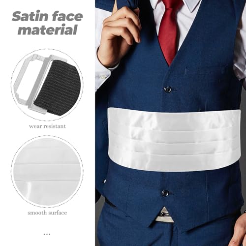 Juego de fajín y corbata de moño para hombre blanco miniatura 7