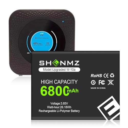 SHENMZ W-10a Battery, Upgraded [6800mAh] New 0 Cycle Ultra Higher Capacity Replacement Battery for Netgear MR1100 AT&T Nighthawk M1 LTE Mobile Hotspot Route (W-10 = W-10a) Model No: W-10a W-10