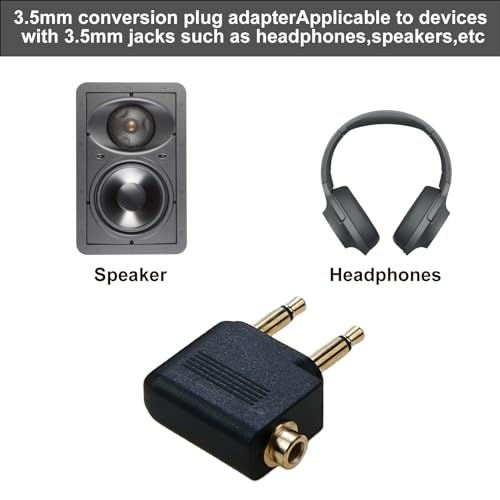 4 szt. adapter do słuchawek samolotowych, wtyczka audio, adapter linii lotniczej, zestaw słuchawkowy, podwójny adapter samolotowy jack 3,5 mm