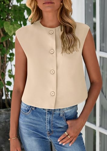 PRETTYGARDEN Women's Summer Suit Vest 2025 Dressy Casual Crop Tops Business Work Office Clothes Trendy Blazer Waistcoat3