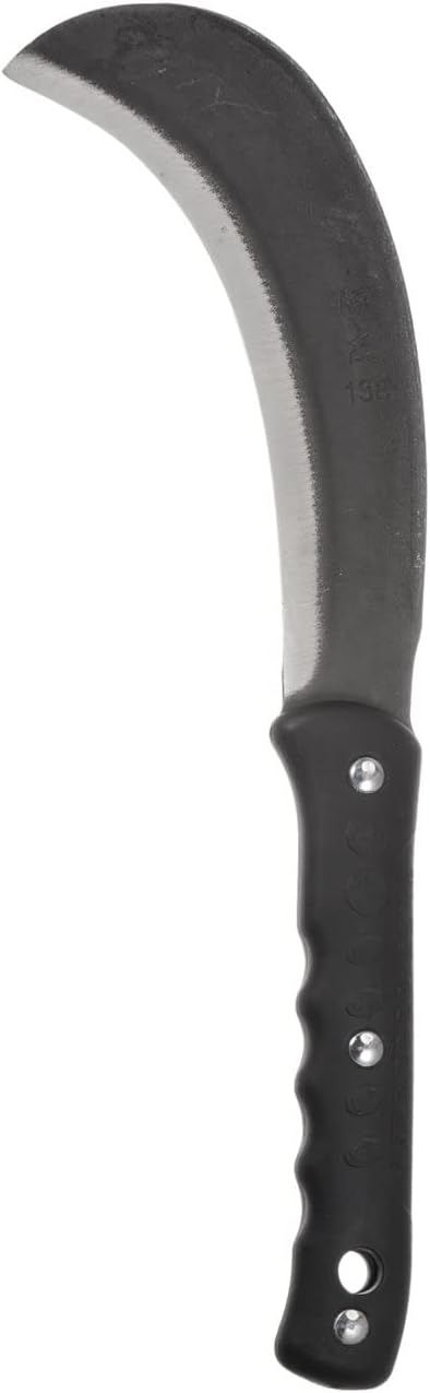 HARFINGTON 8 Inch Brush Clearing Sickle with Forged Carbon Steel Machete Blade and Black Handle, Billhook Machete Knife for Gardening, Camping, Land Management, Outdoor