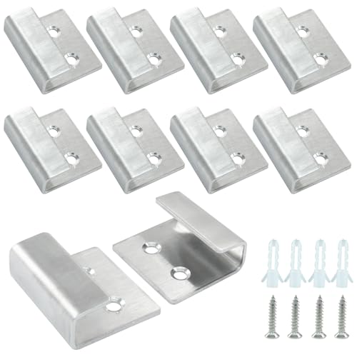 Image of Bivethoi Tile Display Wall Hanger, Medium Size, Stainless Steel | 10 Pcs, Wall Mount Brackets Hook, Heavy Duty, For Mirrors, Picture Frame Ceramic Wall Display, Silver