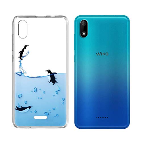 ZhuoFan Coque Wiko Y60, Etui en Silicone 3D Transparente avec Motif Dessin Antichoc Souple TPU Housse de Protection Bumper Case Cover Coque pour Téléphone Wiko Y 60, Pingouins
