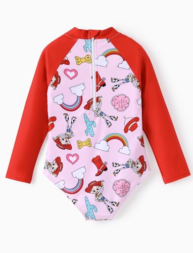 Image of Disney Frozen Stitch Princess Minnie Mouse Girls Swimsuit Long Sleeve Rashguard UPF 50 One Piece Bathing Suit Size 3M-13Y
