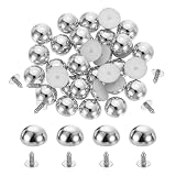 uxcell 50Pcs Round Dome Studs, 8mm Plastic Mushroom Flat Back Rivets with Nails for DIY Leather Clothing Bag Shoes Accessories, Silver