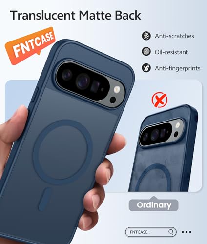Image of FNTCASE for Google Pixel 10 Pro Case: for Pixel 10 Case [Fit for Magsafe] Translucent Matte Cases with [Screen Protector] Military Grade Shockproof Protective Magnetic Phone Cover (6.3inch - Blue)