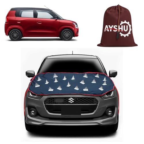 Image of AYSHU Dustproof Car Protection with Spikes for Dogs Compatible with Maruti Suzuki WagonR | Anti-Scratch Bonnet Guard | Heavy Duty Waterproof & UV Resistant Car Body Cover, Black