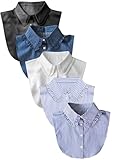 AruiLeo Women's 5pcs Striped Detachable Dickey Collar Half Shirts Blouse False Collar Top for Women Outfits (Blue,Light blue,denim blue,white,black)