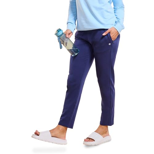 Image of Enamor Mid Rise Ankle Length Drawstring Relax Pants for Women - Slim Fit, Stretch French Terry - E060