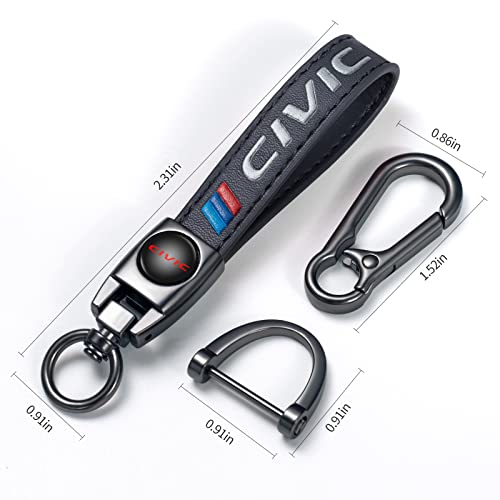 Image of YUIQIEUY Genuine Leather Car Keychain Key Chains Ring Accessories for Man and Woman Family Present Black