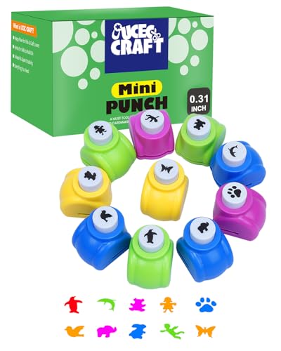 UCEC Paper Punch Shapes for Crafting, 10PCS Animal Shaped Hole Punch Set, Shape Cutters Craft Punches for Paper Crafts, Mini Hole Puncher Adults Nail Art Tag Cards Stamp Scrapbooking Fun