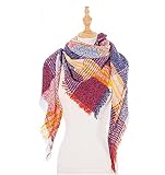 VCADEN Châle Écharpe Foulard Écharpe Châles pour Femmes All-Match Plaid Warm Dual-Use Ladies Triangle Scarf Écharpes Echarpe (Blue : D, Size : 135x135x200cm)