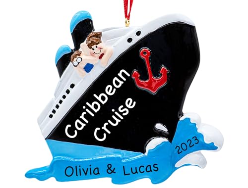 UniqXmas Personalized Cruise Travel Christmas Ornament 2025 | Cruising Couple Honeymoon Holiday, Ship Vacation Trip for Xmas Tree | Unique Keepsake - Custom Name & Year