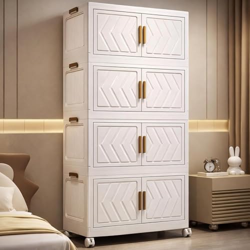Image of HIWARE Premium Modular Wardrobe for Bedroom, Kids Room and Home | Spacious Clothes Storage Cabinet with Drawers and Shelves | Modern Stylish Design, Heavy Duty, Multiuse Organizer- 4004-IVORY