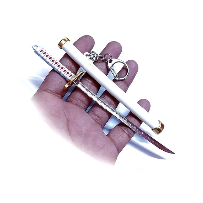 Image of Blue Aura Metal KATANA Keychain with cover - Multicolor | Demon Slayer Inspired Katana Keychain for Car, Bike & Bag - Collectible Gift for Men & Boys