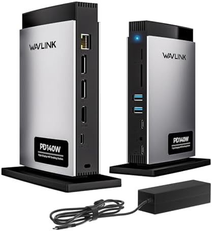 WAVLINK Laptop Docking Station Triple Display (Single 8K@30Hz/4K@144Hz), USB C Dock 125W PD3.1 Pass-Through, 2*DP, HDMI, Ethernet, SD/TF for Windows