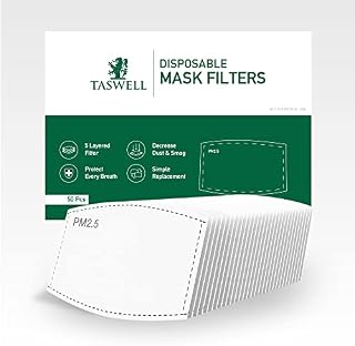 50pcs PM2.5 Activated Carbon Filter | Mask Filters Replacement Pads PM 2.5 Mask Filters | 5 Layers Inserts Filters for Face Coverings Masks with Filters Inserts | Anti Dust - Taswell UK Seller