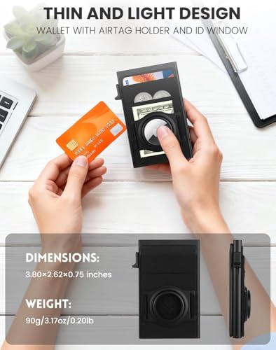 Image of Pop Up Wallet with AirTag Holder,Slim Wallet for Men with ID Window | Credit Card Holder with Elastic Pocket for Cash,Coins,Keys. RFID Wallet for Men,Smart Wallets for Fathers day gift ideas