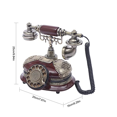 Teléfono fijo clásico con disco rotatorio vintage marrón miniatura 5