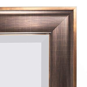 Head west bronze copper oil rubbed framed beveled wall mounted vanity mirror decorative mirror for wall decor rectangle bathroom mirrors for over sink bedroom entryway living room hallway 28×34  urban country home decor