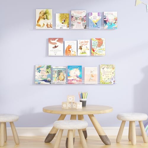 Image of upsimples 12 Pcs 12 inch Vinyl Record Wall Mount Shelves, Clear Acrylic Display