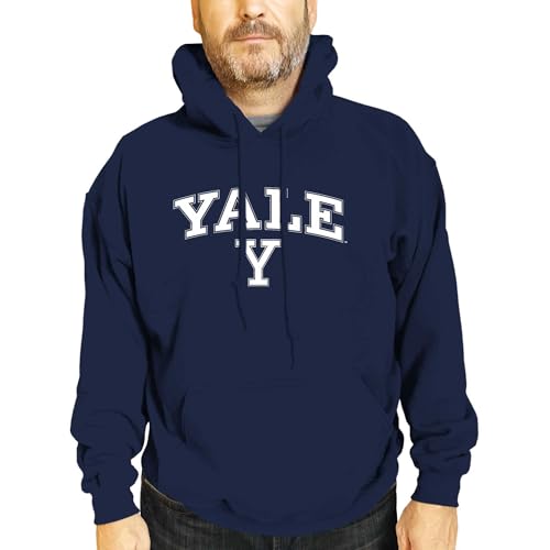 Campus Colors Adult Arch & Logo Soft Style Gameday Hooded Sweatshirt (Yale Bulldogs - Navy, Medium)